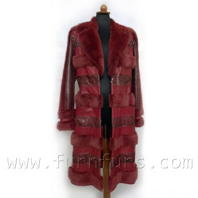Red Mink Lamb and Python Coat