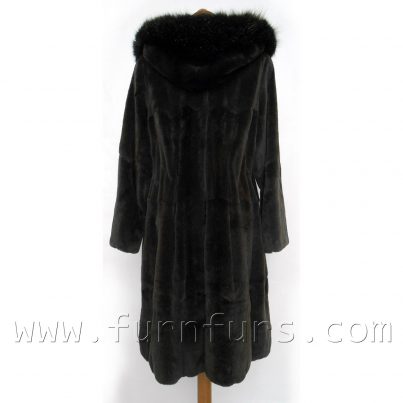 Hooded weasel & fox fur coat