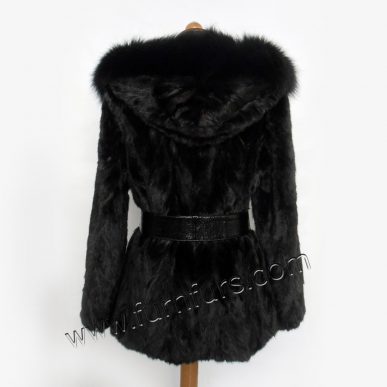 Hooded Mink Fur Jacket with Fox