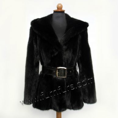 Black Hooded Mink Jacket