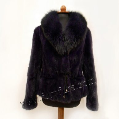 Blue-Purple Mink Fur Jacket with Fox