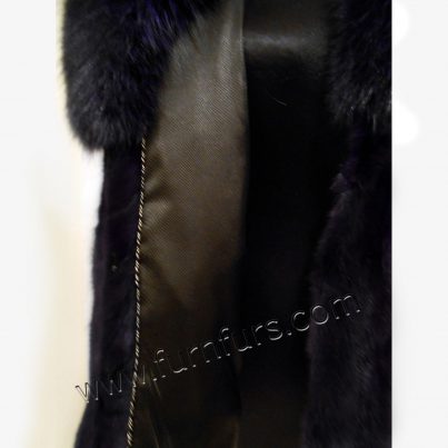 Blue-purple mink fur jacket with fox