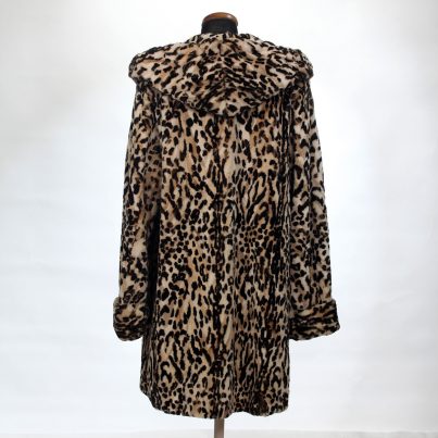 Hooded sheared mink fur semi-coat
