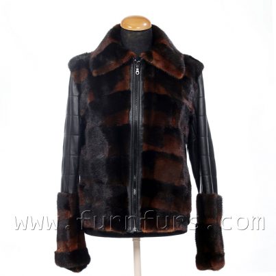 Mink fur & lamb leather jacket - furs eshop