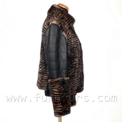 Short mink fur and lamb leather jacket