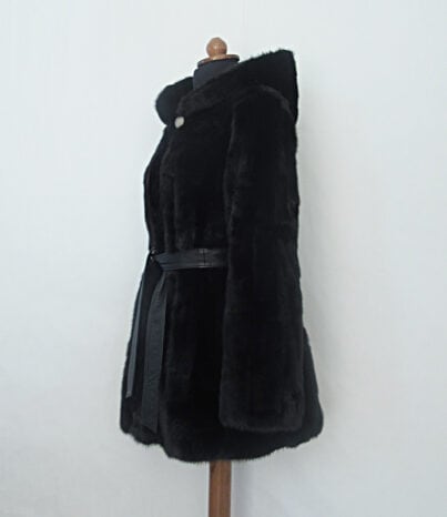 Mink hooded cape with fox