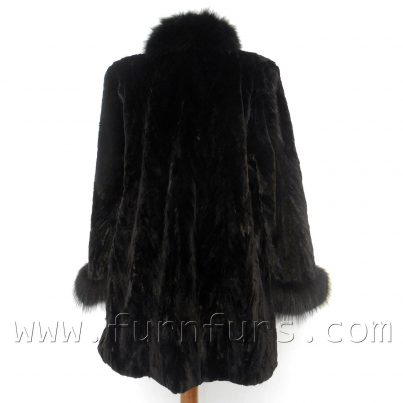 Sheared mink jacket with fox