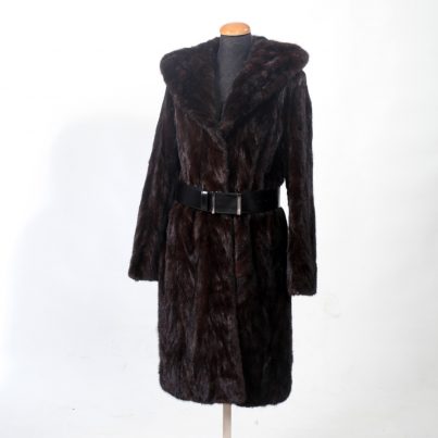 Sculptured hooded mink coat