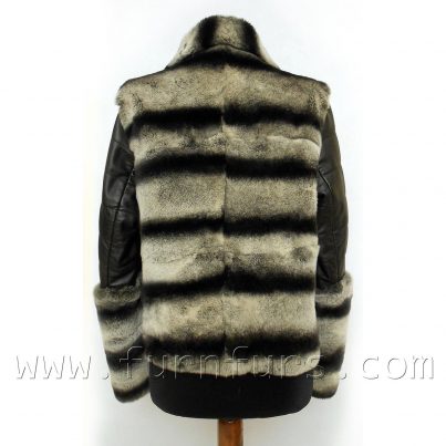 Rex rabbit fur and lamb leather jacket