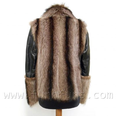 Raccoon fur and lamb leather jacket
