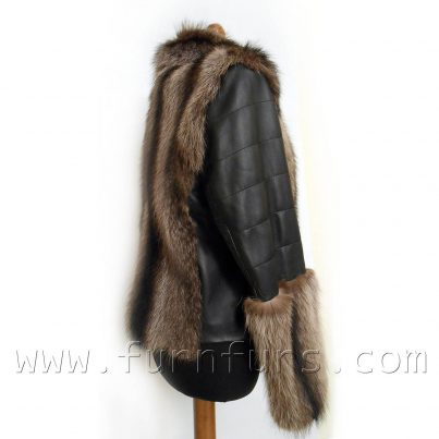 Raccoon fur and lamb leather jacket