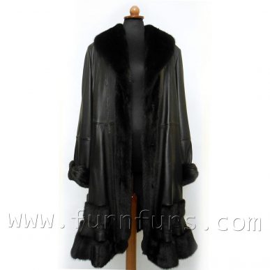 SAGA Mink Fur & Lamb Leather Coat