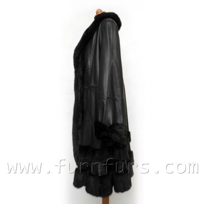 Saga mink fur & lamb leather coat
