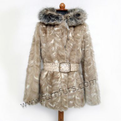 Waisted Hooded Mink Fur Jacket