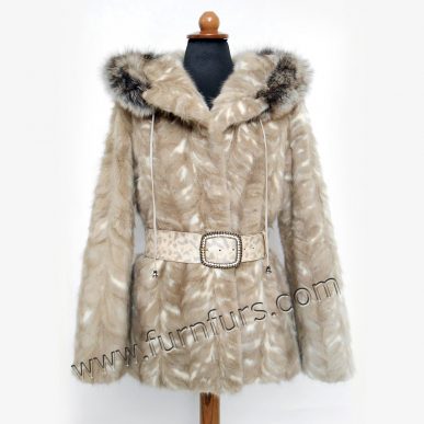 Waisted Hooded Mink Fur Jacket