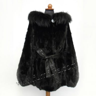 Mink Hooded Cape with Fox