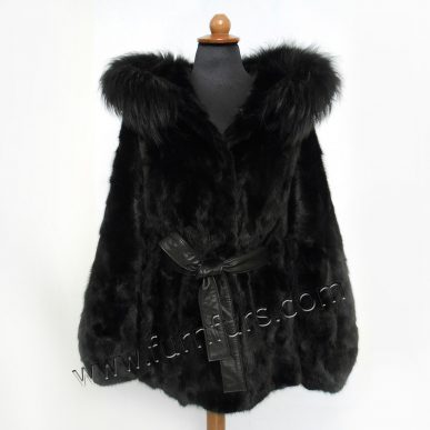 Mink Hooded Cape with Fox