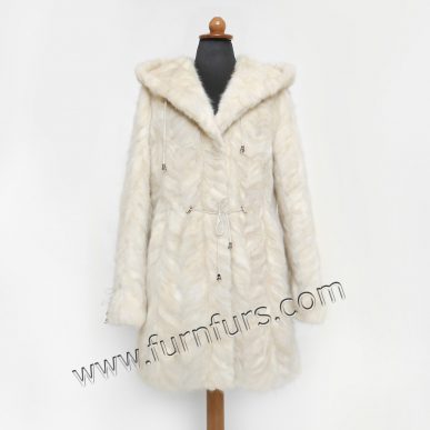 Light Color Hooded Mink fur Jacket