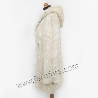Light color hooded mink fur jacket