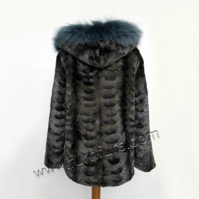 Mink, fox fur & lamb leather jacket