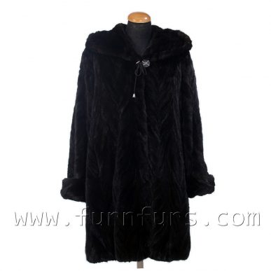 Hooded Mink Fur Semi-Coat