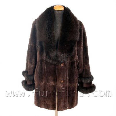 Sheared musquash fur jacket