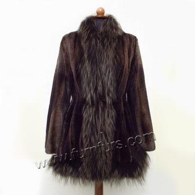 SAGA Sheared Mink Fur & Fox Coat