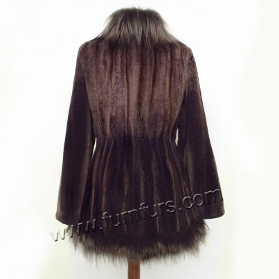Saga sheared mink fur & fox coat