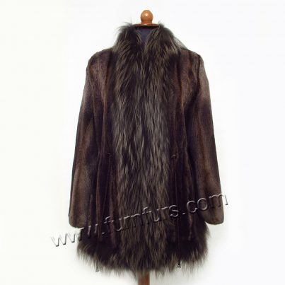 Saga sheared mink fur & fox coat