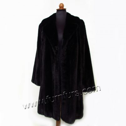 Straight line black mink fur coat