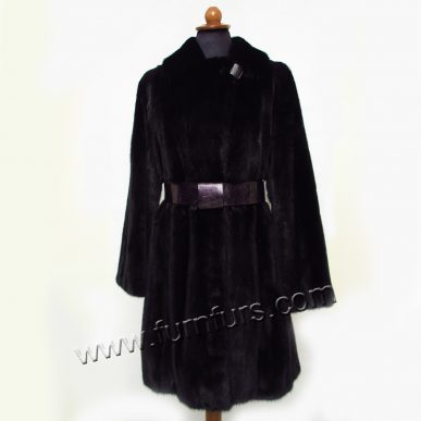 Straight Line Black Mink Fur Coat