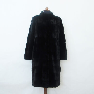 Black glama mink fur coat