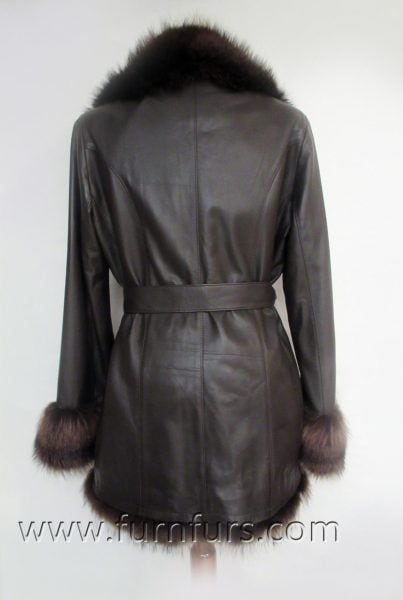 Lamb leather jacket with raccoon fur