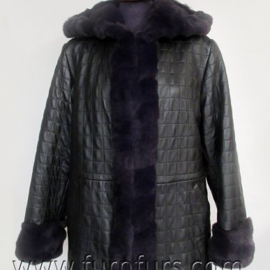 Lamb Leather Jacket with Rex Rabbit Fur