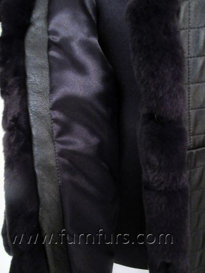 Lamb leather jacket with rex rabbit fur