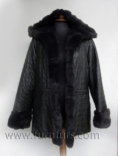 Lamb leather jacket with rex rabbit fur