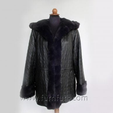 Lamb Leather Jacket with Rex Rabbit Fur