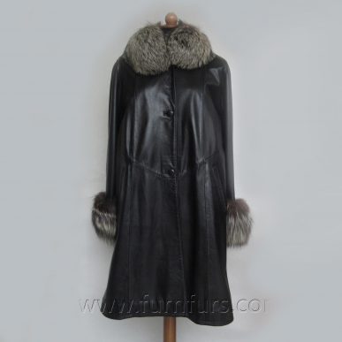 Lamb Leather Coat with Fox Fur