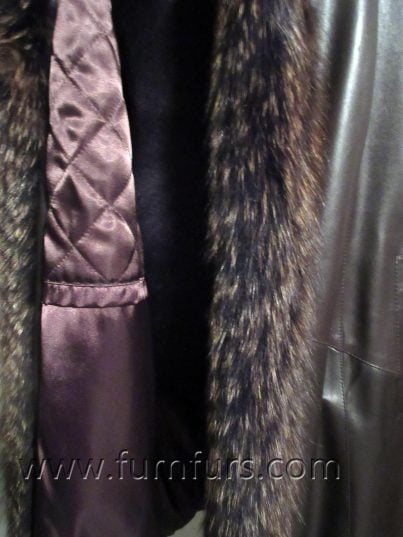Lamb leather coat with fox fur