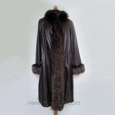 Lamb Leather Coat with Fox Fur