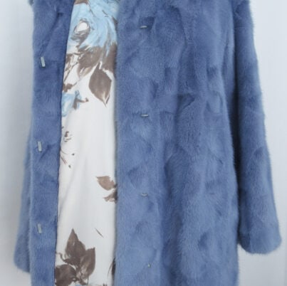 Blue mink fur coat