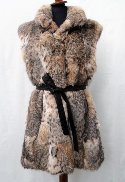 Lynx vest with leather belt