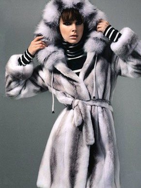 Hooded Mink Fur Coat With Fox