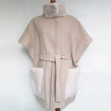 Fabric cape with mink