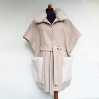 Fabric cape with mink