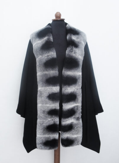 Fabric and rex chinchilla fur cape