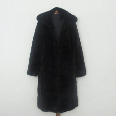 Hooded Mink Fur Semi Coat