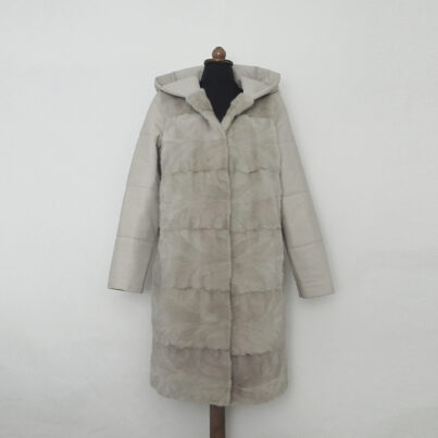 Mink fur and lamb leather semi coat