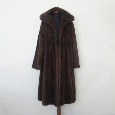 Hooded mink fur coat